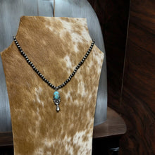 Load image into Gallery viewer, Western Style Pearl with Single Squash Blossom Pendant Necklace - 16 inch
