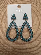 Load image into Gallery viewer, Western Teardrop Faux Turquoise earrings - 2 1/2 inch drop
