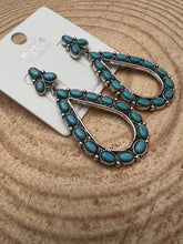 Load image into Gallery viewer, Western Teardrop Faux Turquoise earrings - 2 1/2 inch drop
