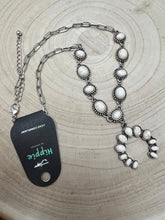 Load image into Gallery viewer, White Stone Faux Squash Blossom Necklace - 16 inch + 3
