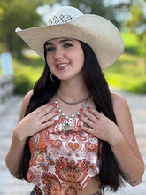 Load image into Gallery viewer, White Stone Faux Squash Blossom Necklace - 16 inch + 3
