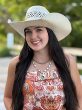 Load image into Gallery viewer, White Stone Faux Squash Blossom Necklace - 16 inch + 3
