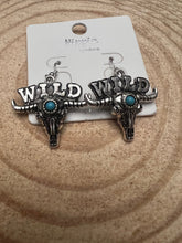 Load image into Gallery viewer, Wild Bull Skull Earrings - 1 1/2 inch drop
