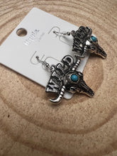 Load image into Gallery viewer, Wild Bull Skull Earrings - 1 1/2 inch drop
